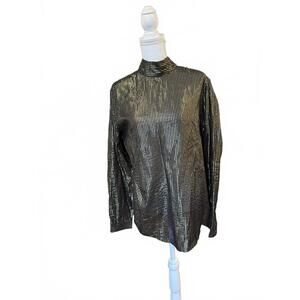 ASOS Design Gold and Black Striped Long Sleeve Top with Bow Tie Back, Medium